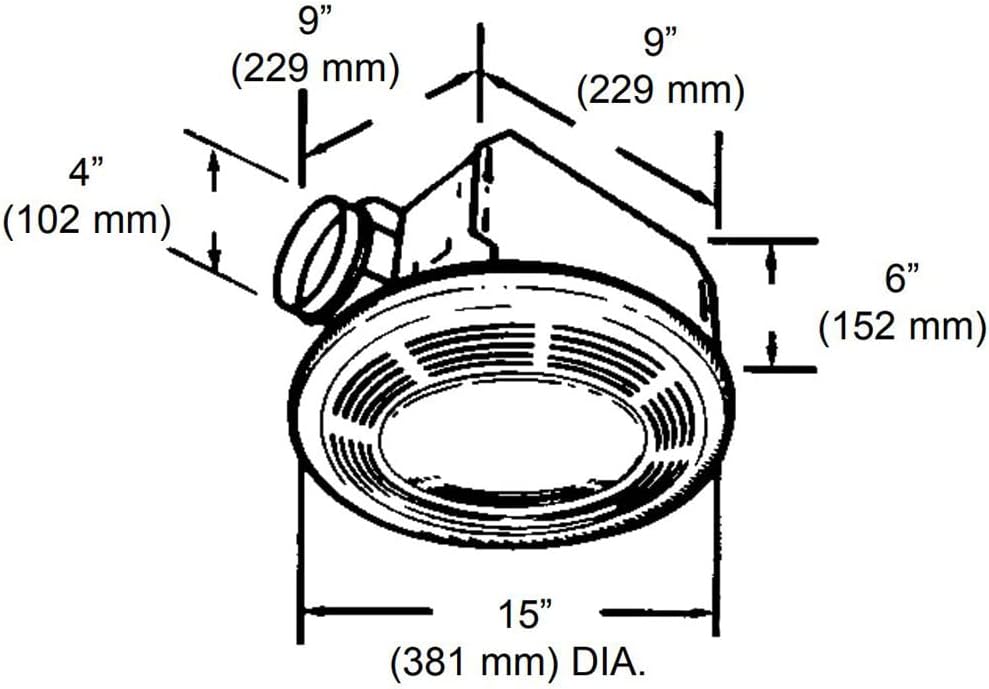 Broan-Nutone 8664RP Exhaust Fan and 100-Watt Incandescent Light with Glass Lens, Bathroom Ceiling Ventilation Fan, 100-Watts, 100 CFM