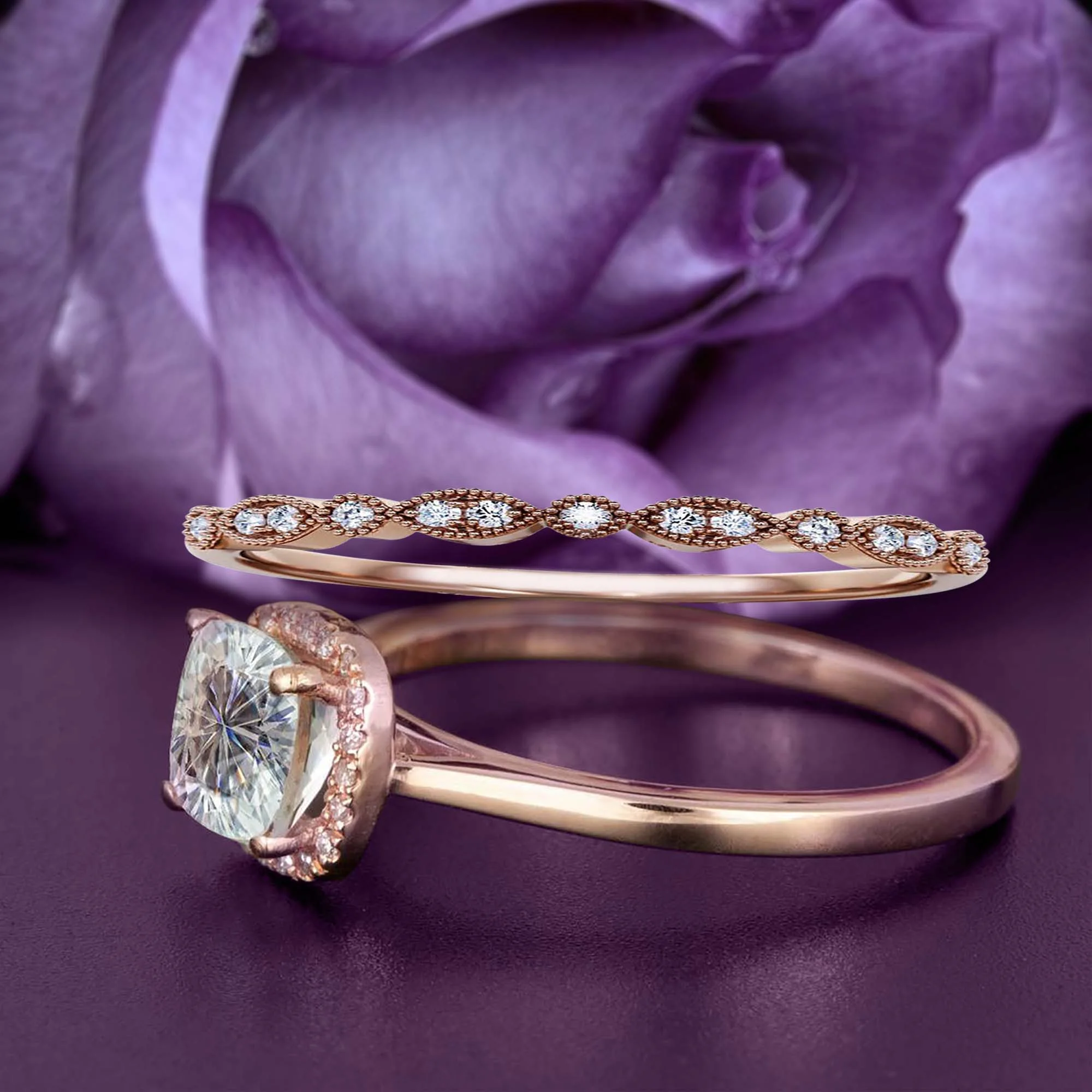 Dazzling Halo 2.05 Carat Cushion Cut Diamond Moissanite Engagement Ring, Wedding Ring