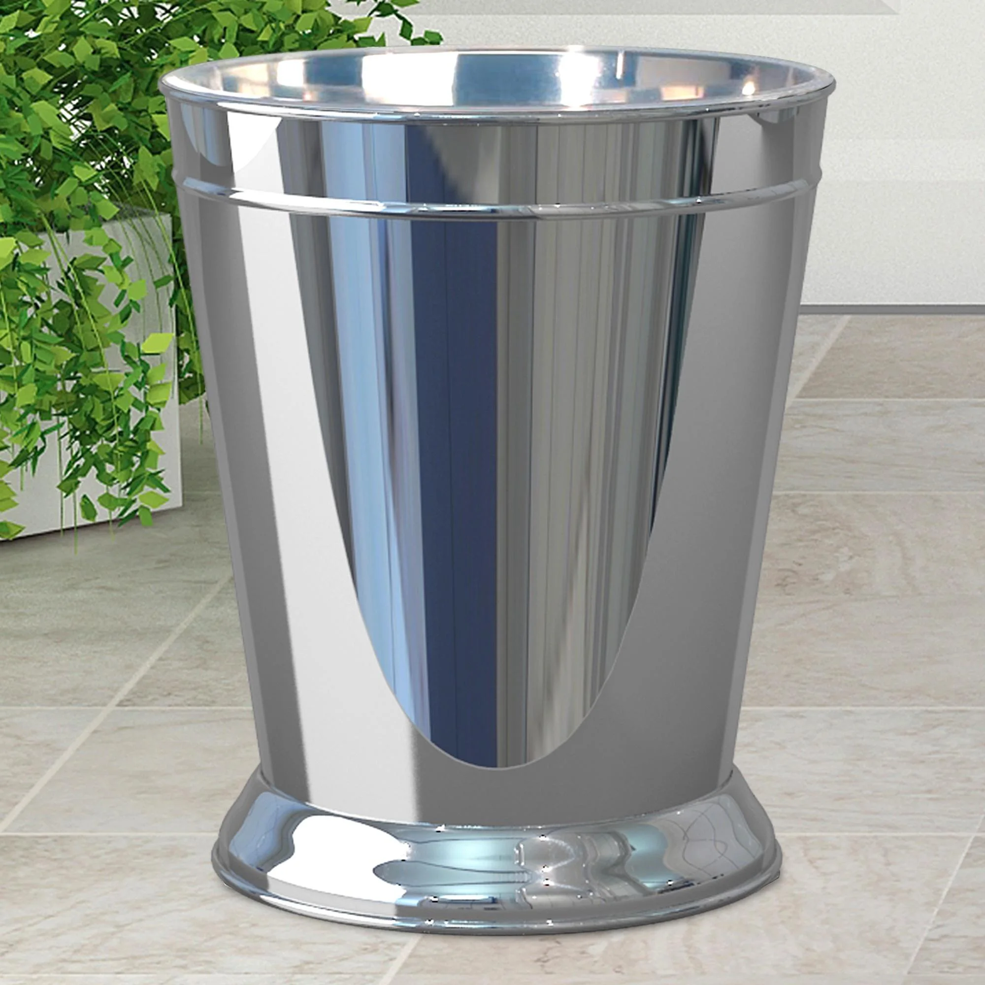 nu steel Timeless Decorative Stainless Steel Trash Can Wastebasket Garbage Container for Bathroom