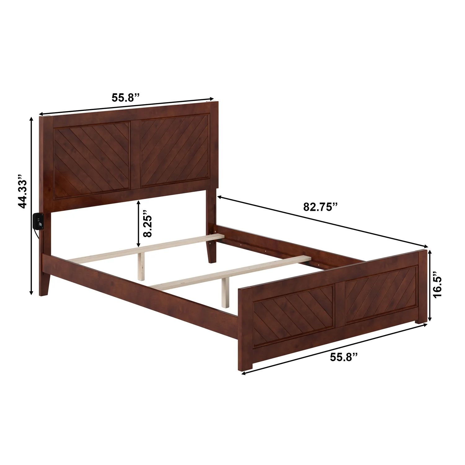 AFI Canyon Walnut Solid Wood Foundation Bed Frame with Matching Footboard, Full