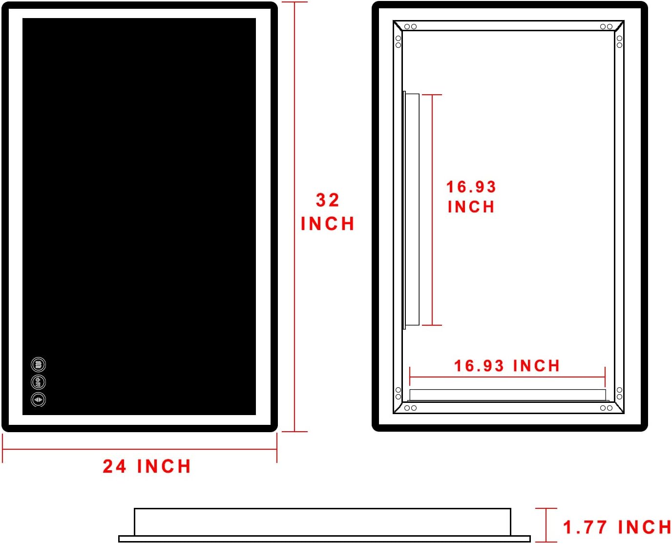 LED Bathroom Mirror for Wall - JORYOO 36x24 Inch Anti-Fog Bathroom Mirror with Lights - Lighted Bathroom Mirror