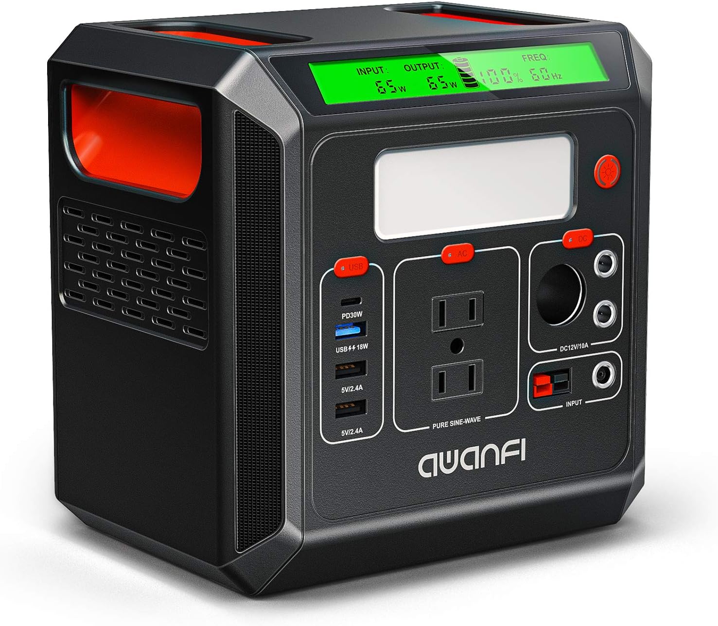 Portable Power Station 500W, AWANFI 518.4Wh Solar Generator with 110V Pure Sine Wave AC Outlets, 12V Regulated DC, USB PD Output