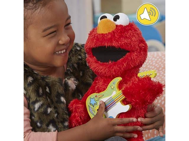 Sesame Street Rock and Rhyme Elmo Talking, Singing 14-inch Plush Toy for Toddlers, Kids 18 Months u0026 Up