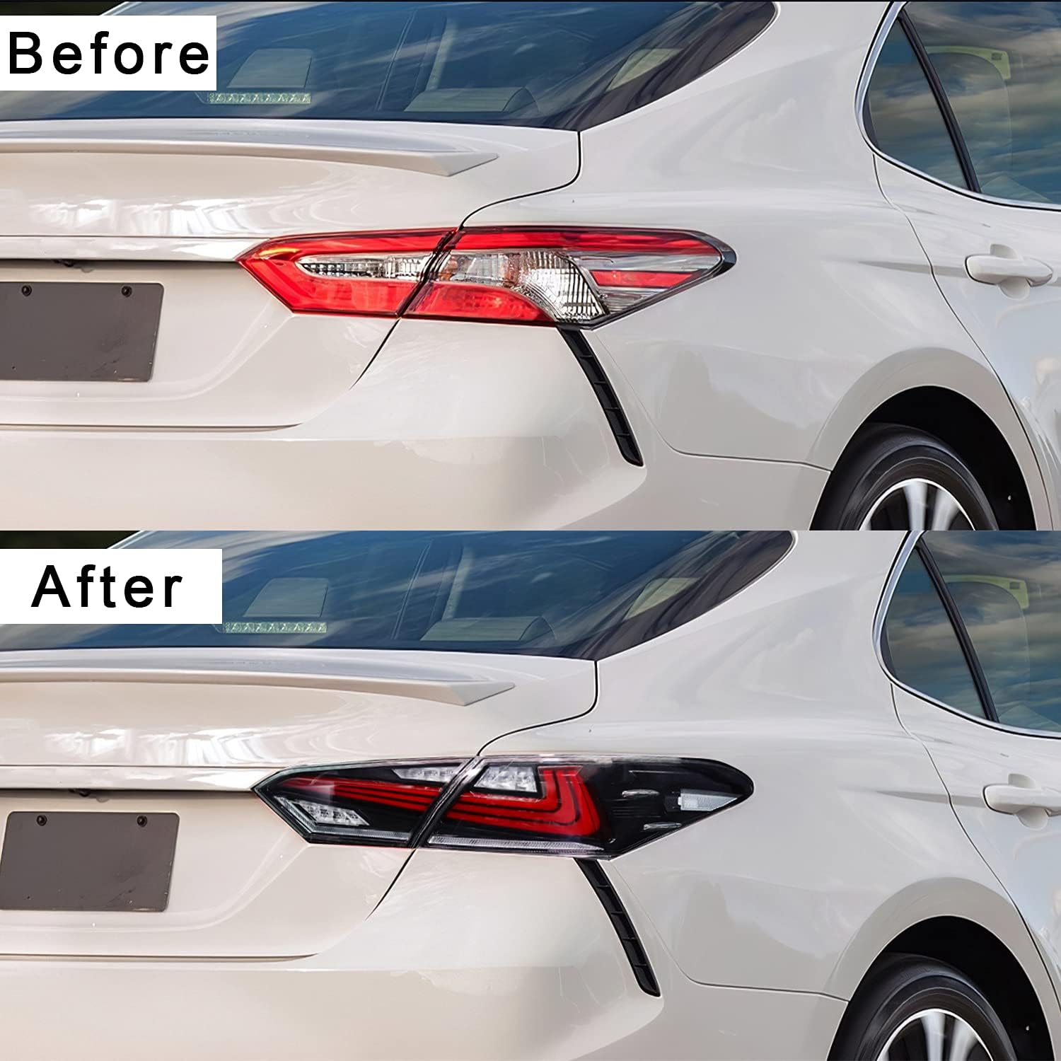 Archaic Tail Lights Assembly Fit for toyota Camry Se/Xse 2018-2021, Full LED Rear Lights w/Sequential Turn Signal Tail Lights, Transparent, Pair