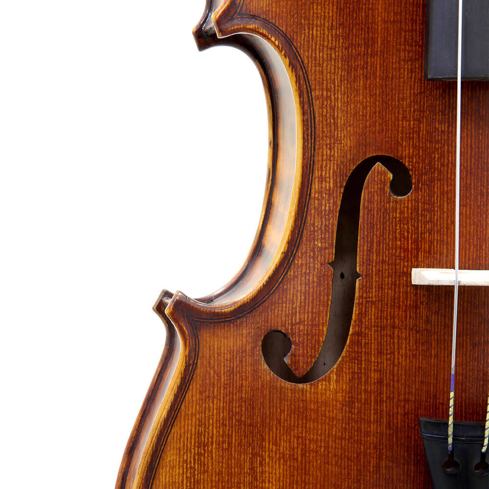 Sky 4/4 Full Size Skyvnsh100 Premium Hand Carved Ebony Fitted Violin Outfit, Beige