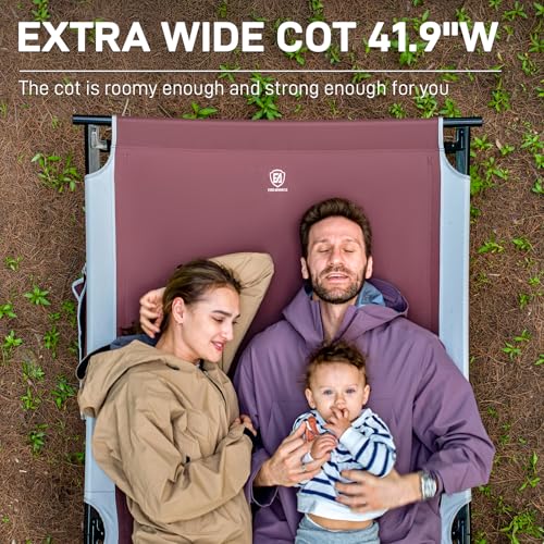 EVER ADVANCED Extra Wide Camping Cot for Adults Oversized XXL Sleeping Cots Folding Cot Bed with Carry Bag, 84.3" L x 41.9" W, Support to 550 lbs