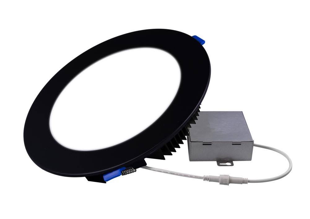 Nicor Lighting DLE821202KRDBK 8 in. DLE8 Series Round Black Flat Panel LED Downlight - 2700K