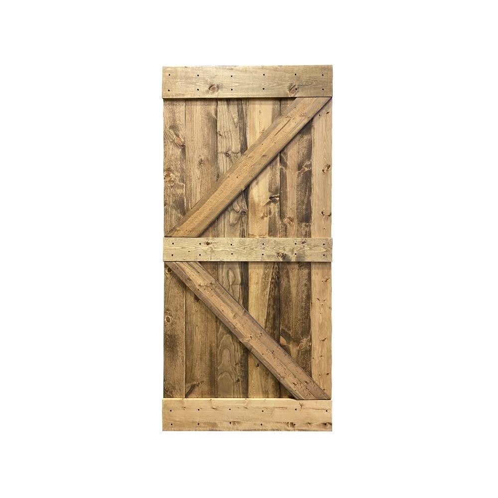CALHOME K Series Stained Solid Pine Wood Interior Sliding Barn Door - Ebony - 42 x 84