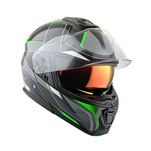 Martian Motorcycle Modular Full Face Helmet Flip up Dual Visor Sun Shield: HG362 Matt Black