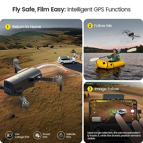 Holy Stone GPS Drone with 4K UHD Camera for Adults Beginner; HS360S 249g Foldable FPV RC Quadcopter with 10000 Feet Control Range, Brushless Motor