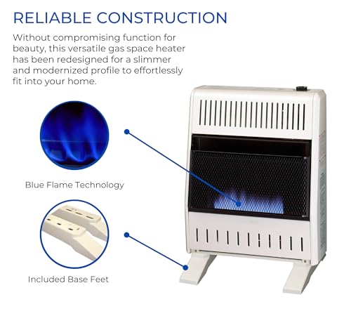 ProCom Heating Liquid Propane Ventless Blue Flame Heater With Base Feet - 30,000 BTU, Manual Control - Model# ML300HBA-B