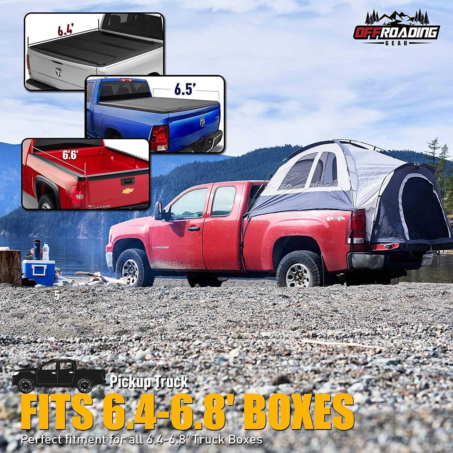 Truck Bed Tent, 6.5' Box Length Without Front Awning