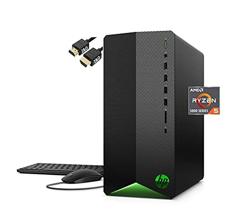 HP Pavilion Gaming Desktop, AMD Radeon RX 5500, AMD Ryzen 5 5600G Processor, 16 GB RAM, 1TB SSD, Windows 11 Home, 9 USB Ports