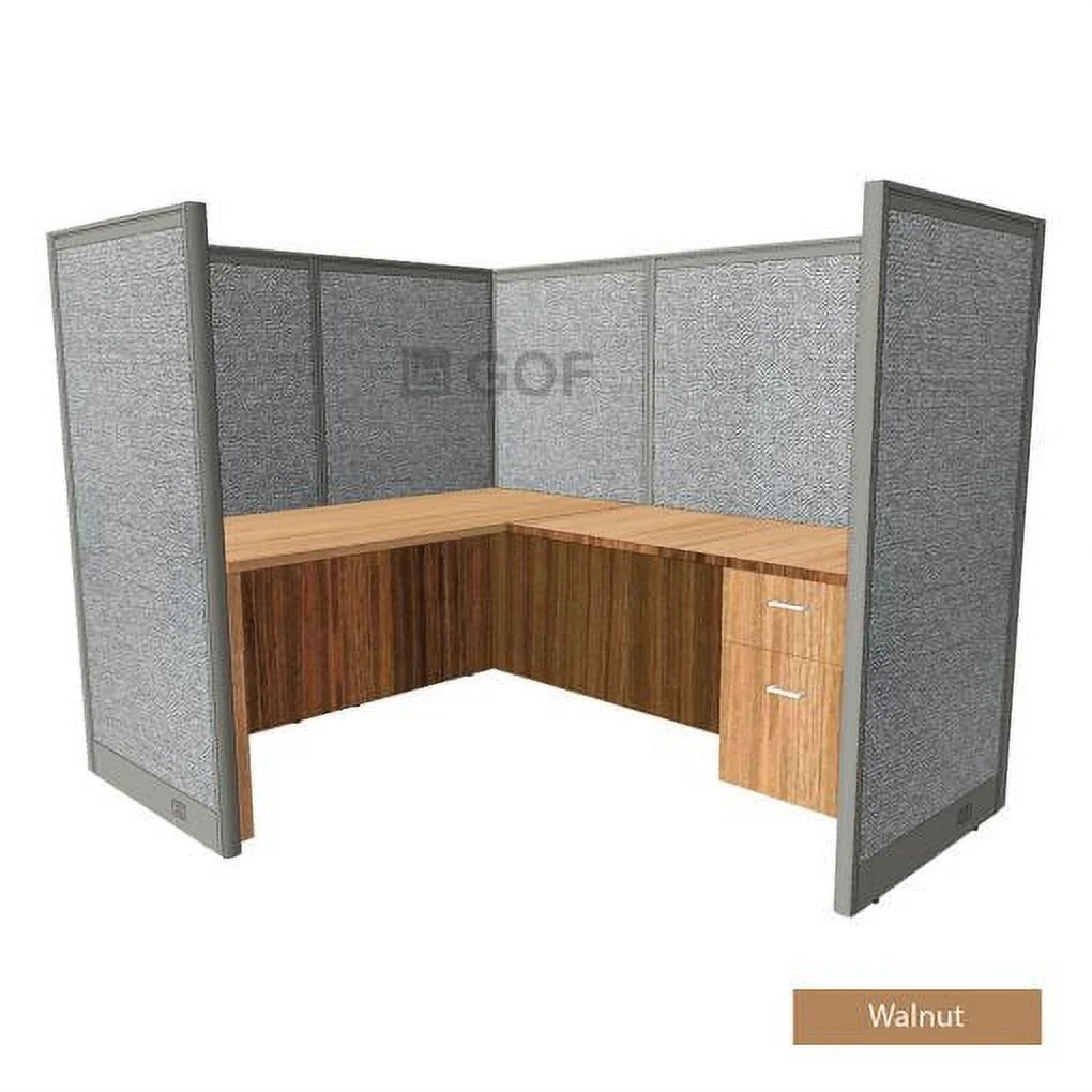GOF 1 Person Workstation Cubicle (5'D x 6'W x 5’H) / Office Partition, Room Divider (60"H Cubicle with Desk, Mahogany)