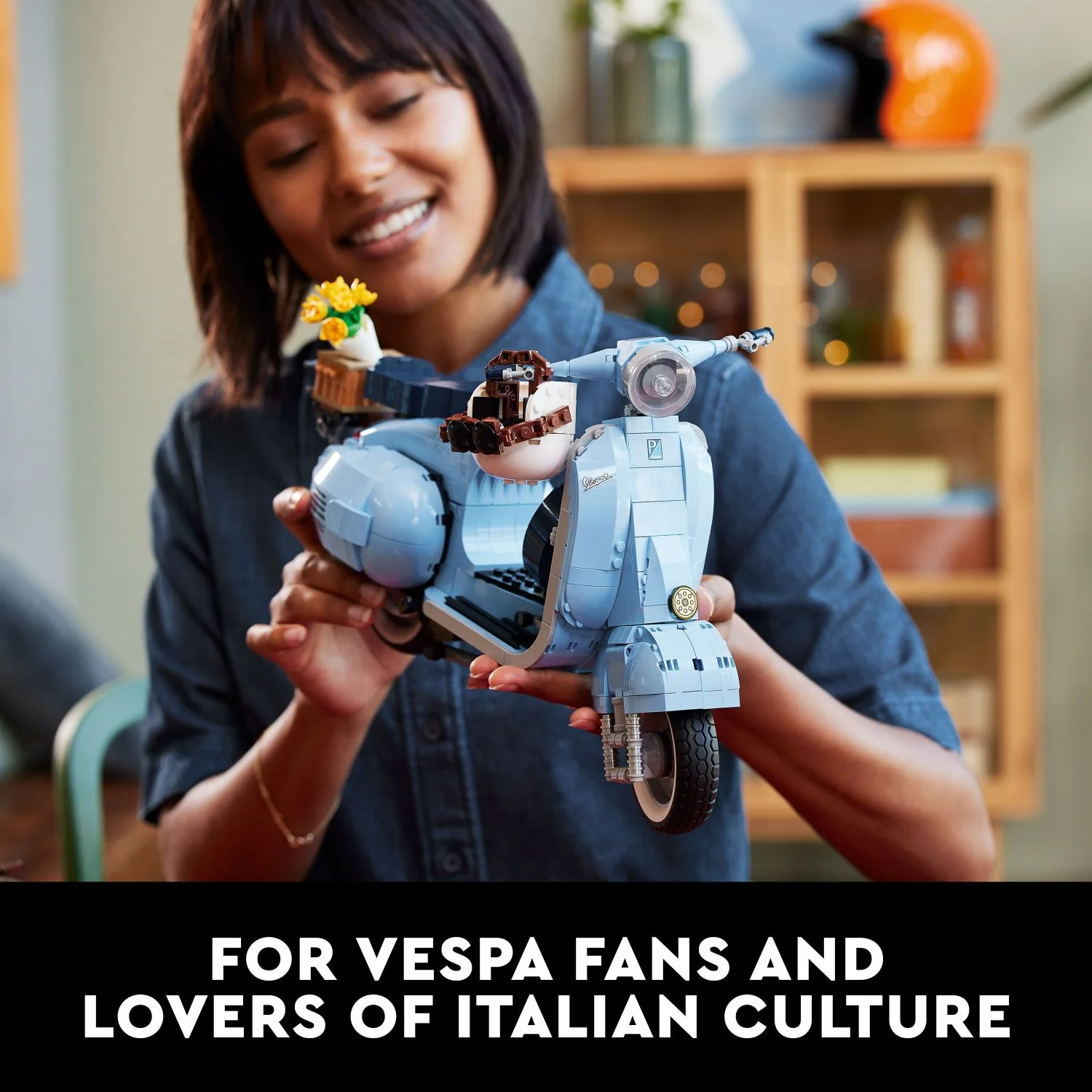 LEGO Icons Vespa 125 Scooter Model Building Kit, Vintage Italian Iconic Model Moped, Build and Display Set for Adults