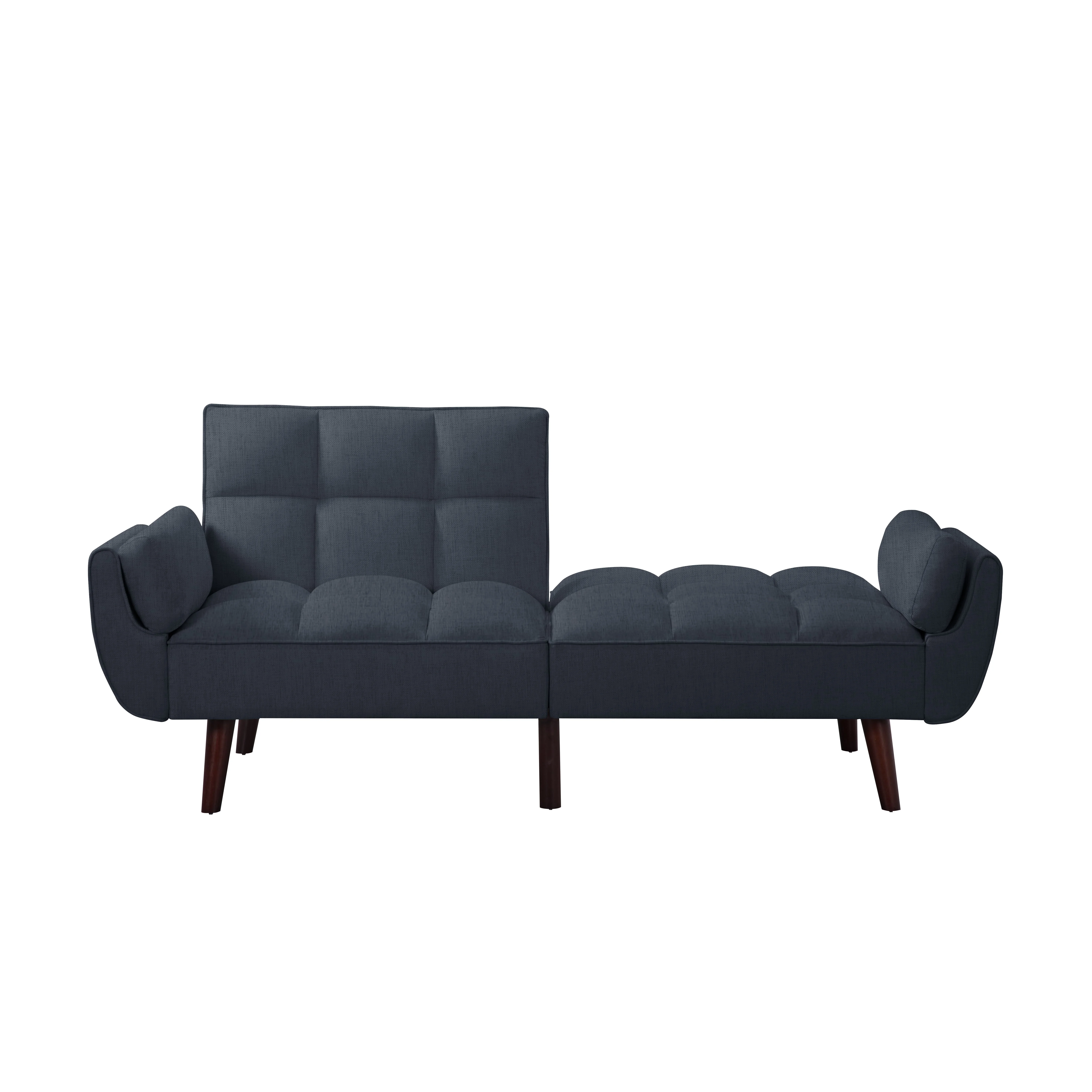 BSHTI 76” Futon Sofa Bed,Upholstered with Polyester,Wood Frame,2 Arm Pillows Included,3 Adjustable Positions ,5 Colors for Choosing
