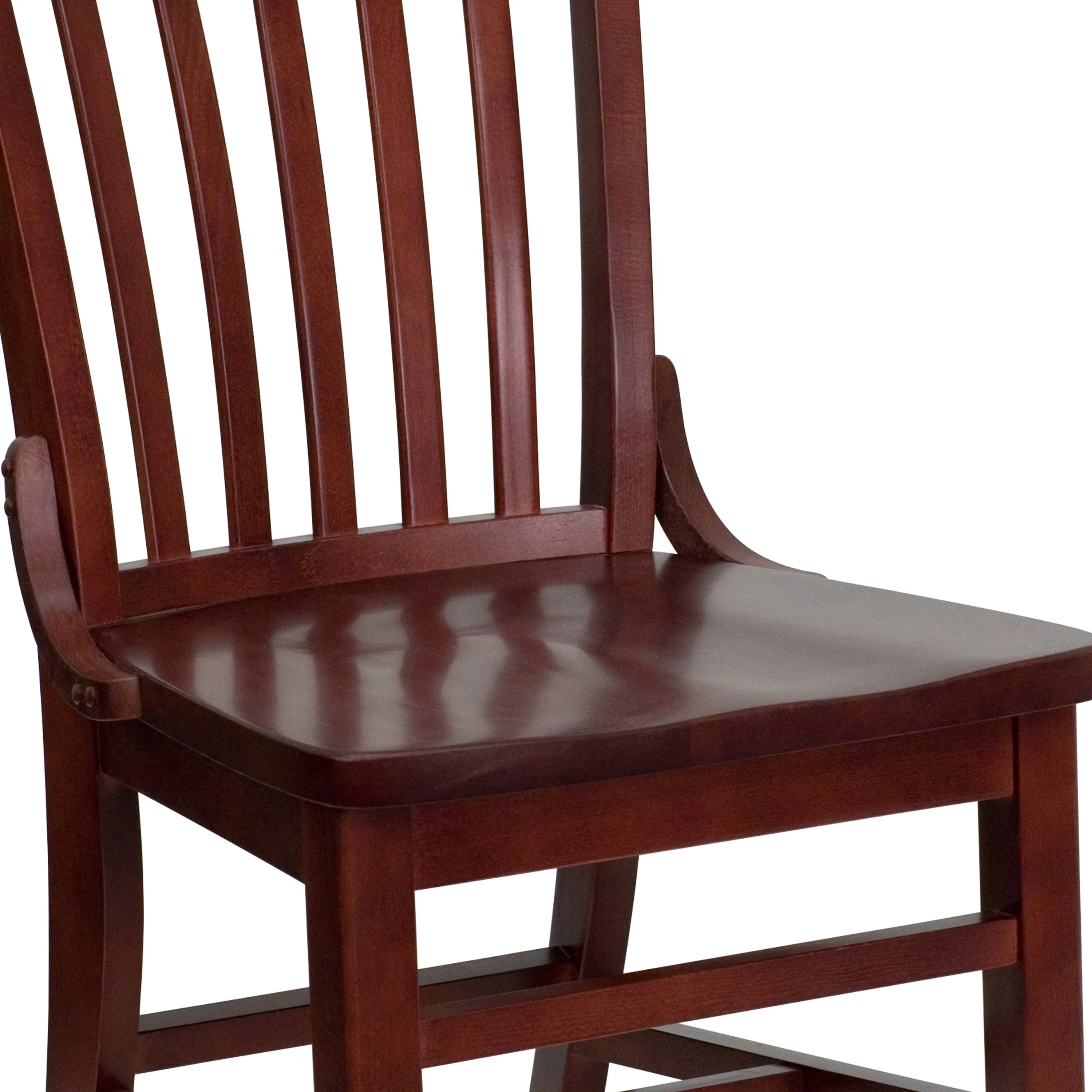 Emma + Oliver School House Back Mahogany Wood Chair