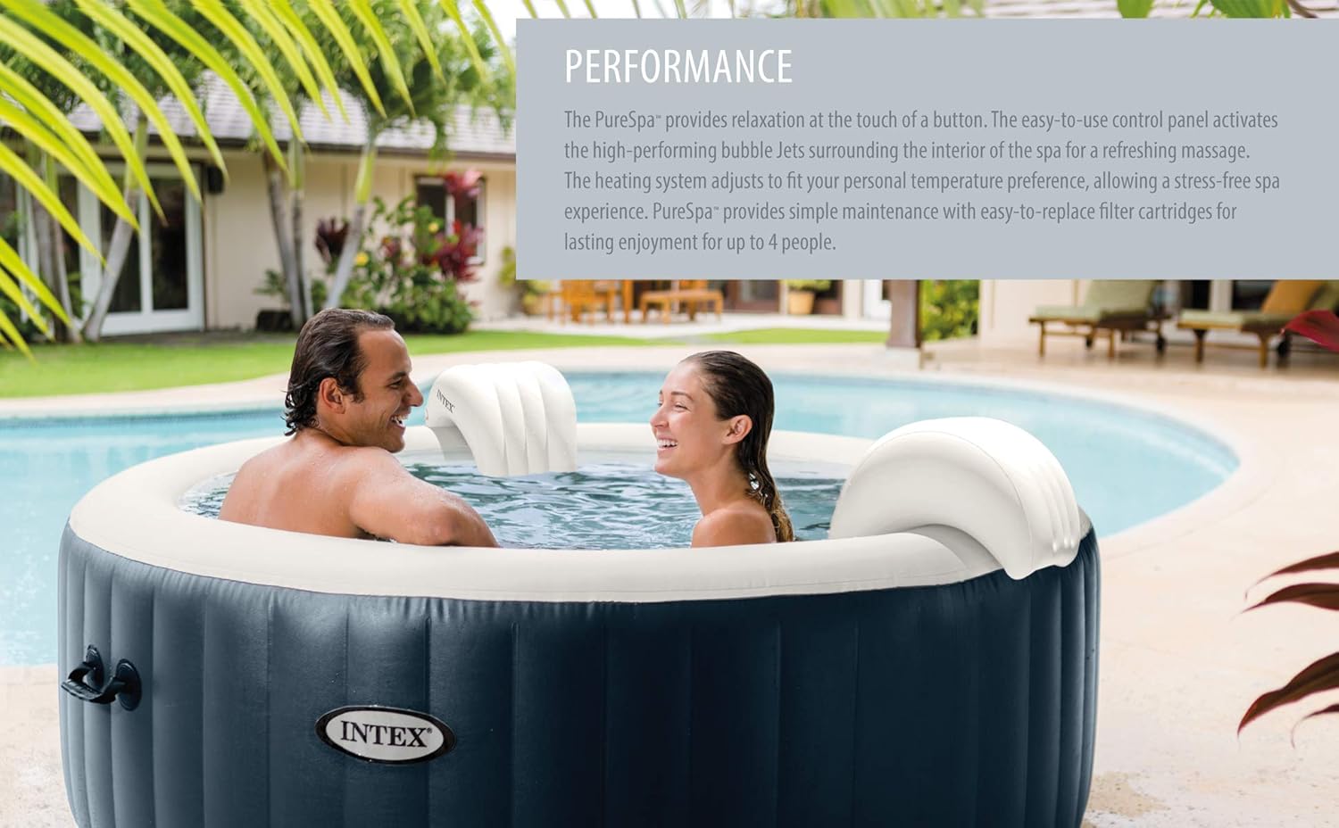 Intex 28431E PureSpa Plus 85in x 25in Outdoor Portable Inflatable 6 Person Round Hot Tub Spa with 170 Bubble Jets, Cover, Built in Heater Pump