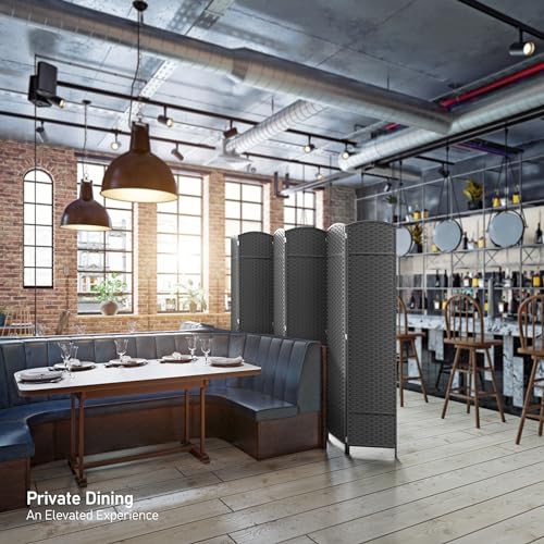Sorbus 8-Panel Black Room Divider with Double Hinged Panels, 6 ft Tall Folding Privacy Screen