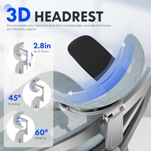 FLEXISPOT ErgoX Premium Ergonomic Office Chair with Footrest- Adjustable 3D Armrests, Dynamic Lumbar Support, Recline & Tilt Function, Mesh Seat