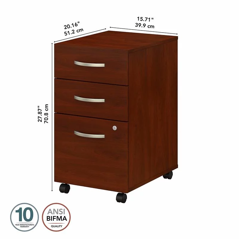 Home Square 2 Piece Wood Mobile Filing Cabinet Set in Hansen Cherry