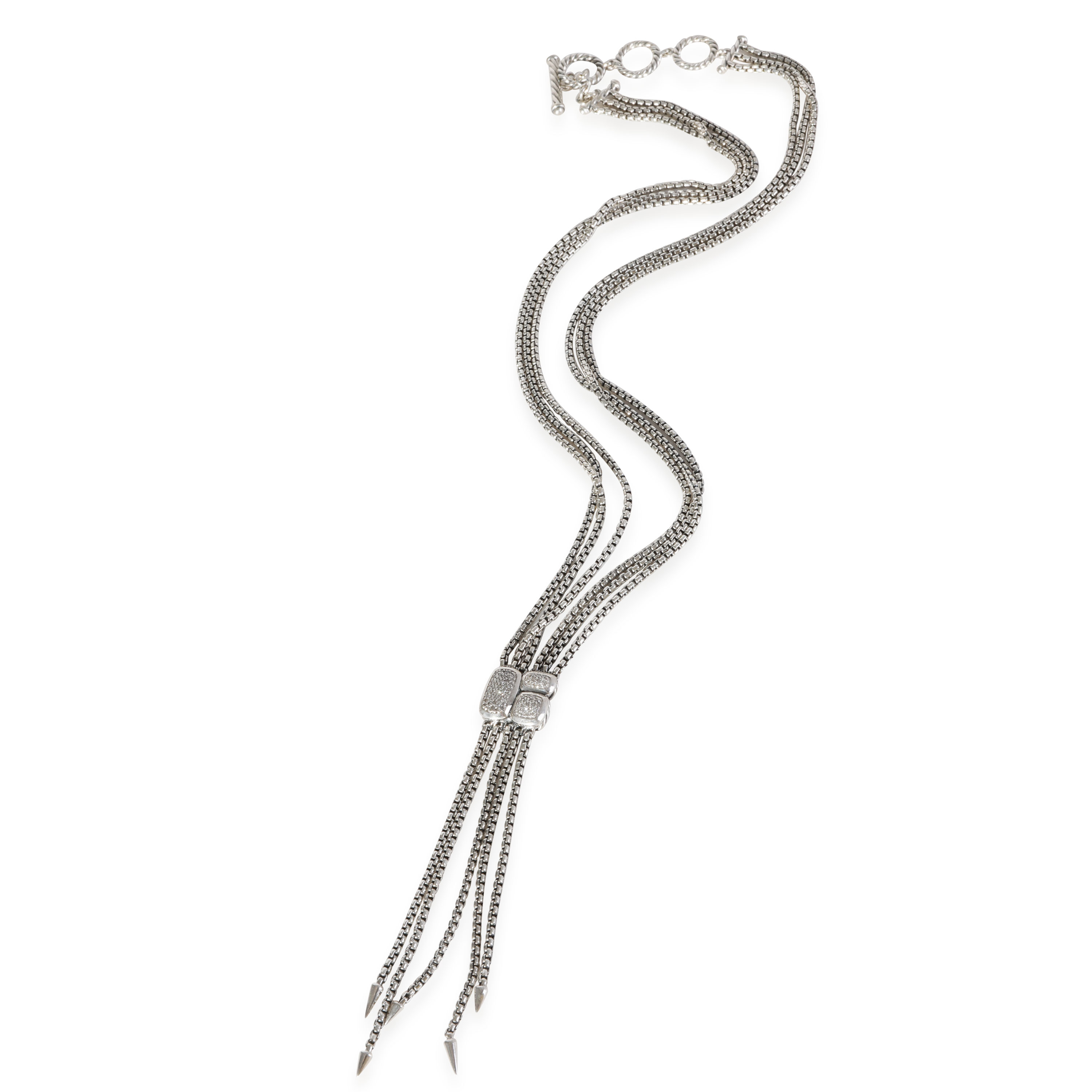 David Yurman Confetti Diamond Lariat Style Necklace, Sterling Silver 0.1 CTW Pre-Owned