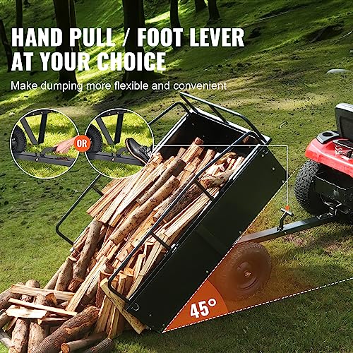 VEVOR Heavy Duty ATV Dump Cart - Steel Tow Behind trailer, 750 lbs, 15 Cubic Feet Garden Utility with Removable Sides