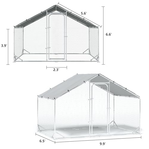 BOSSIN Metal Chicken Coop with Waterproof Cover, Poultry Cage Spire Shaped Coop, Walk-in and Heavy Duty Design