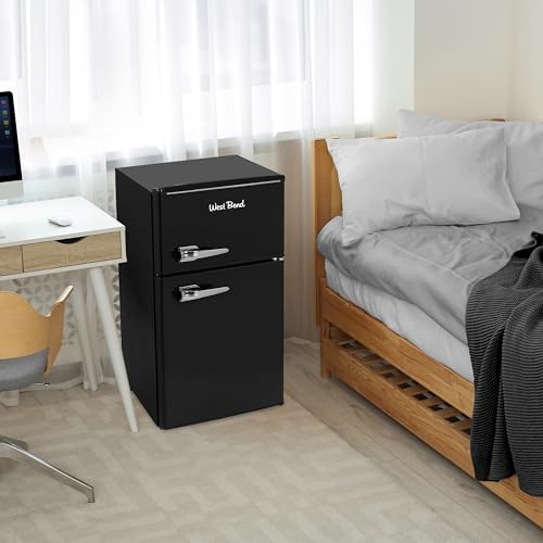West Bend Mini Fridge with Freezer Retro-Styled for Home Office or Dorm