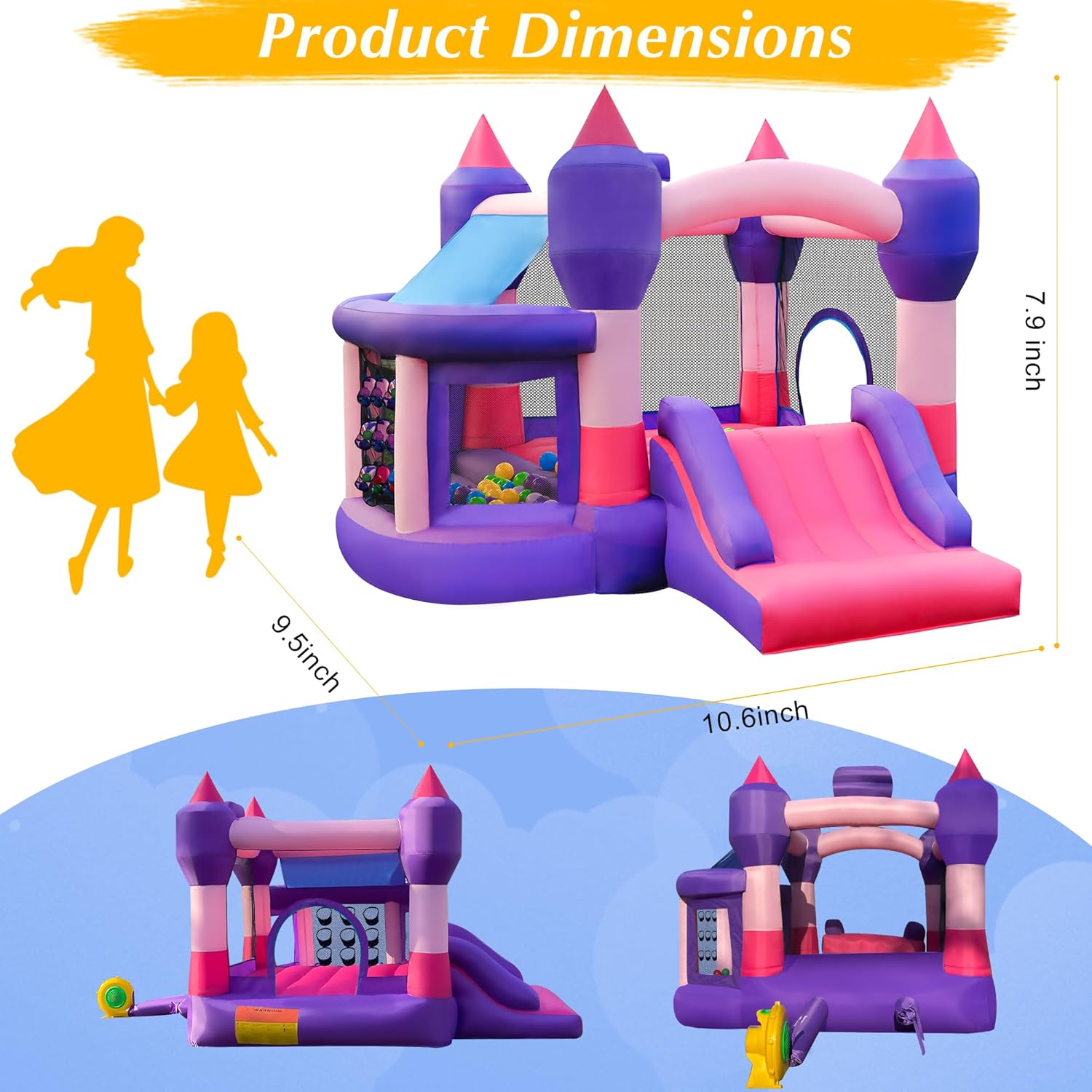 Bounce House, Inflatable Bounce House for Kids with Blower, Jumping Castle with Slide