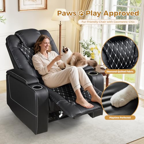 ANJ Power Recliner Chair with USB Ports and Cup Holders