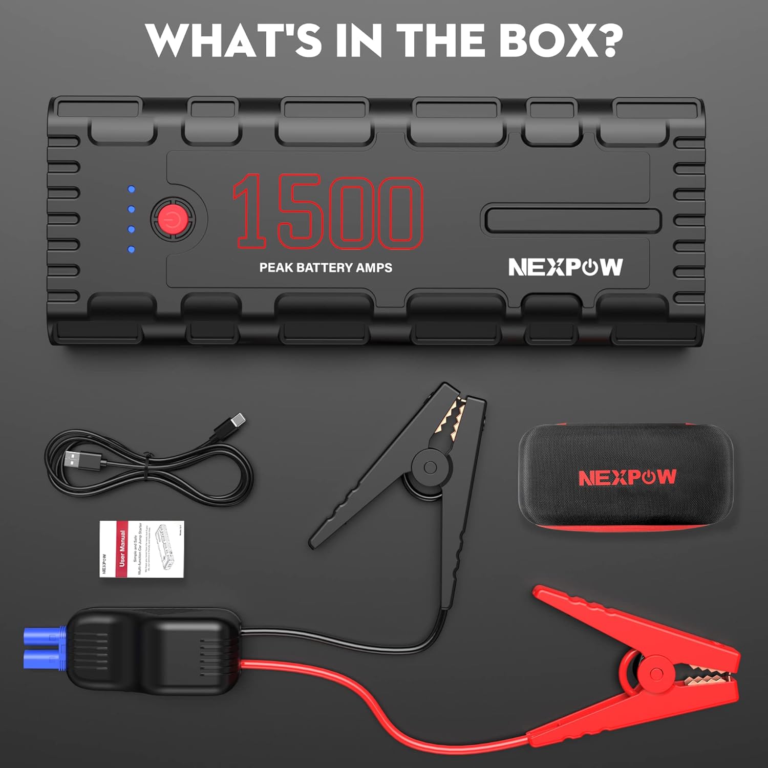 NEXPOW Car Jump Starter, 21800mAh 12V Portable Car Battery Starter, Auto Battery Booster, Lithium Jump Box with LED Light/USB Quick Charge 3.0