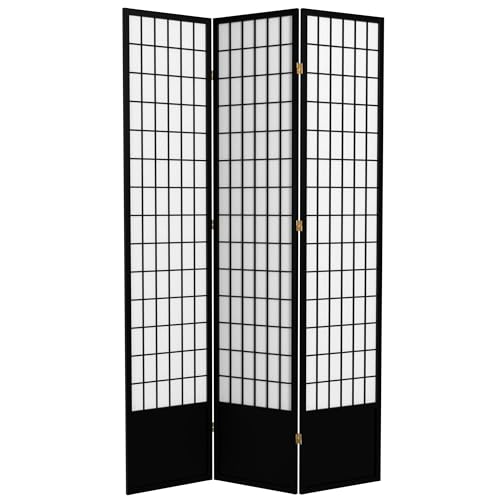 Red Lantern 7 ft. Tall Window Pane Shoji Screen-White-3 Panels Room Divider