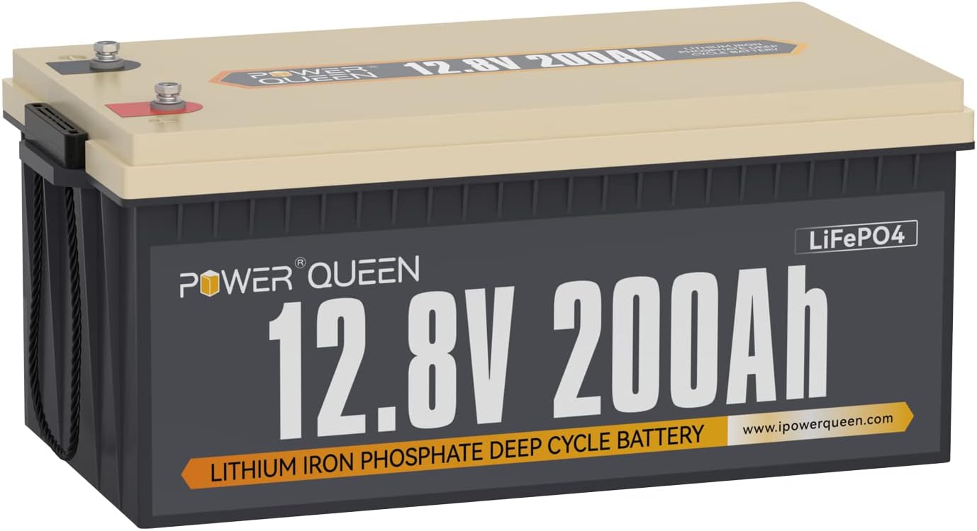 POWER QUEEN 12.8V 200Ah LiFePO4 Battery, 2560Wh Lithium Iron Phosphate Battery, 4000+ Cycles, 10 Years Lifespan, Used for Solar Off Grid, RV Camper