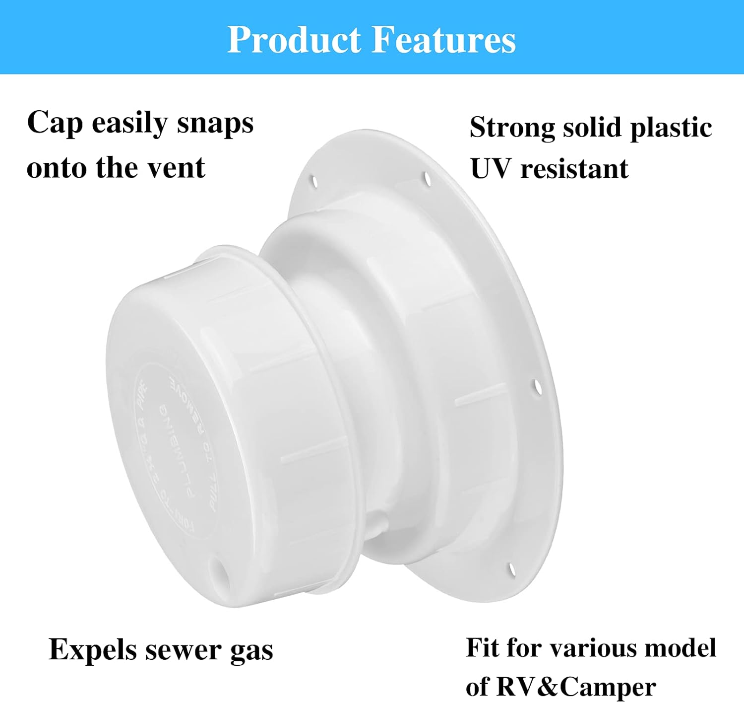 RV Plumbing Vent Caps - Camper Vent Cap Replacement for RV Trailer Camper Motorhome, RV Roof Sewer Vent Cover Caps Kit for 1 to 2 3/8 Inch Pipe