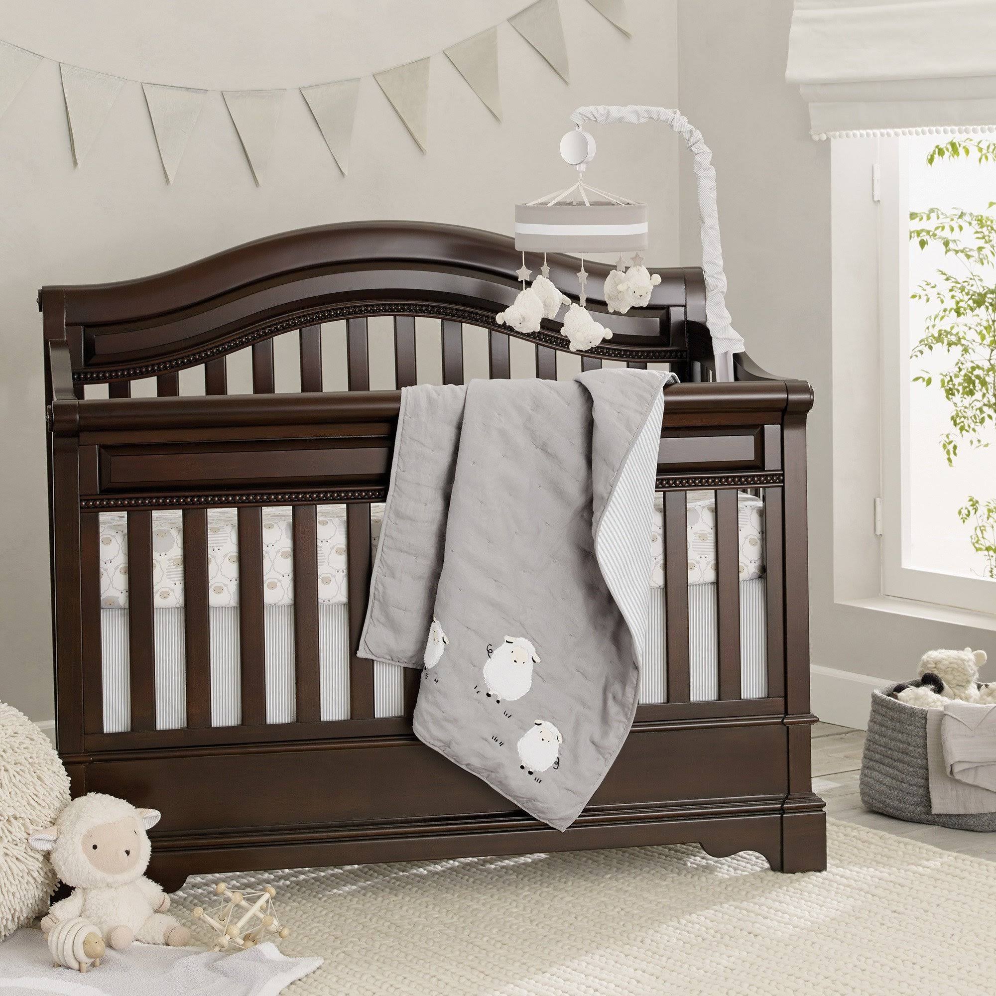 (New) Lambs u0026 Ivy Signature Goodnight Sheep 4 Piece Crib Bedding Set