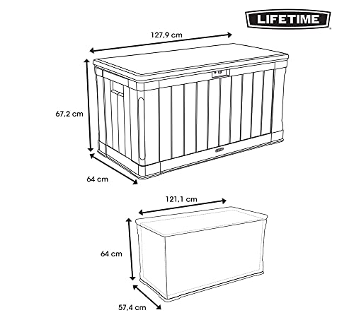 Lifetime 60012 Extra Large Deck Box, 130 Gallon, Desert Sand/Brown