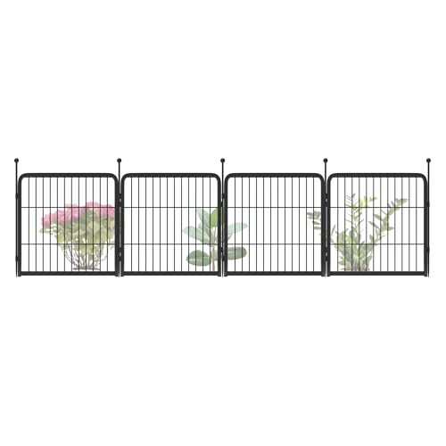 FXW Garden Fence 40in(H) x 36.0ft(L), 16 Panels Decorative Dog Fence Outdoor for The Yard – Heavy Duty Metal Animal Barrier for Dog and Rabbit