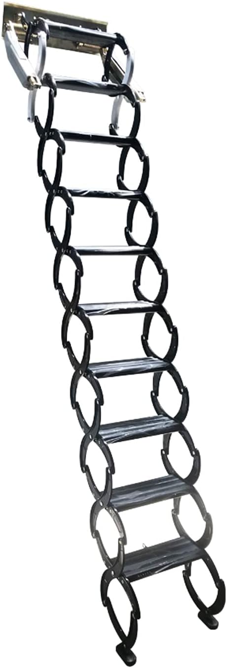TECHTONGDA Folding Attic Ladder Pull Down Attic Stairs, Narrow Wall-mounted Attic Steps, Retractable Loft Ladder Stairs