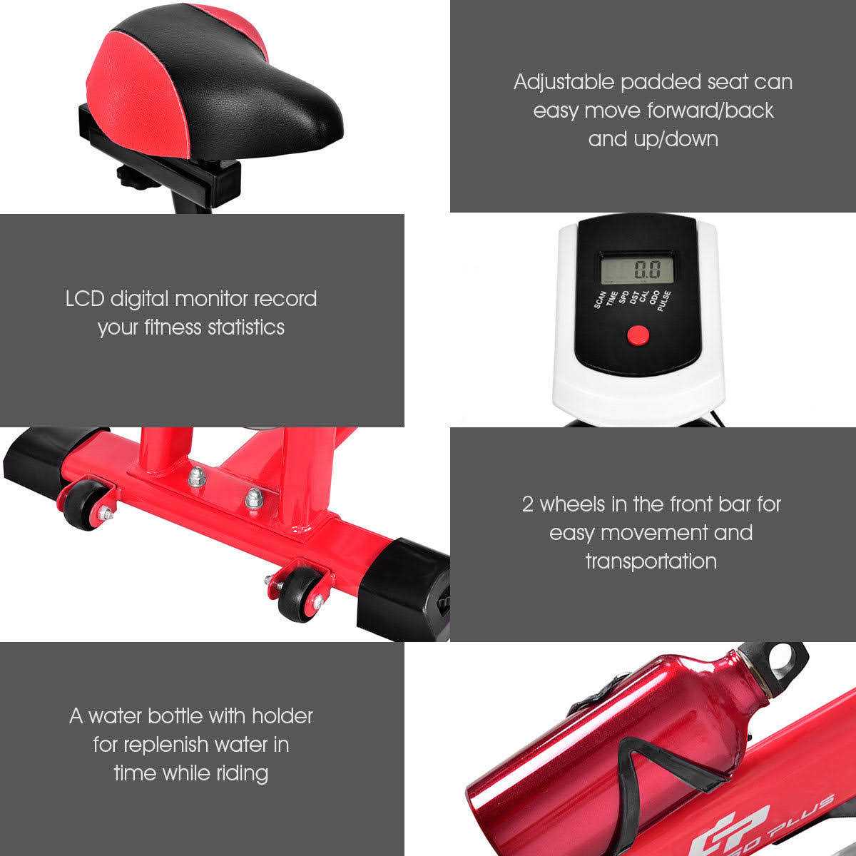 Costway Adjustable Exercise Bicycle Cycling Cardio Fitness - Sports Supplies Online Store