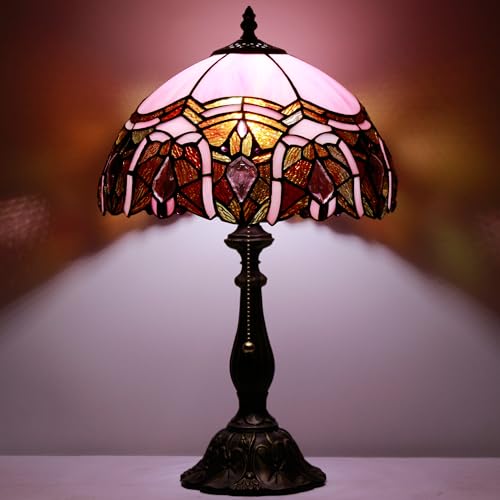 Tiffany Table Lamp Stained Glass Lamp 12X12X19 Inch Antique Reading Light (Sea Blue Pear)