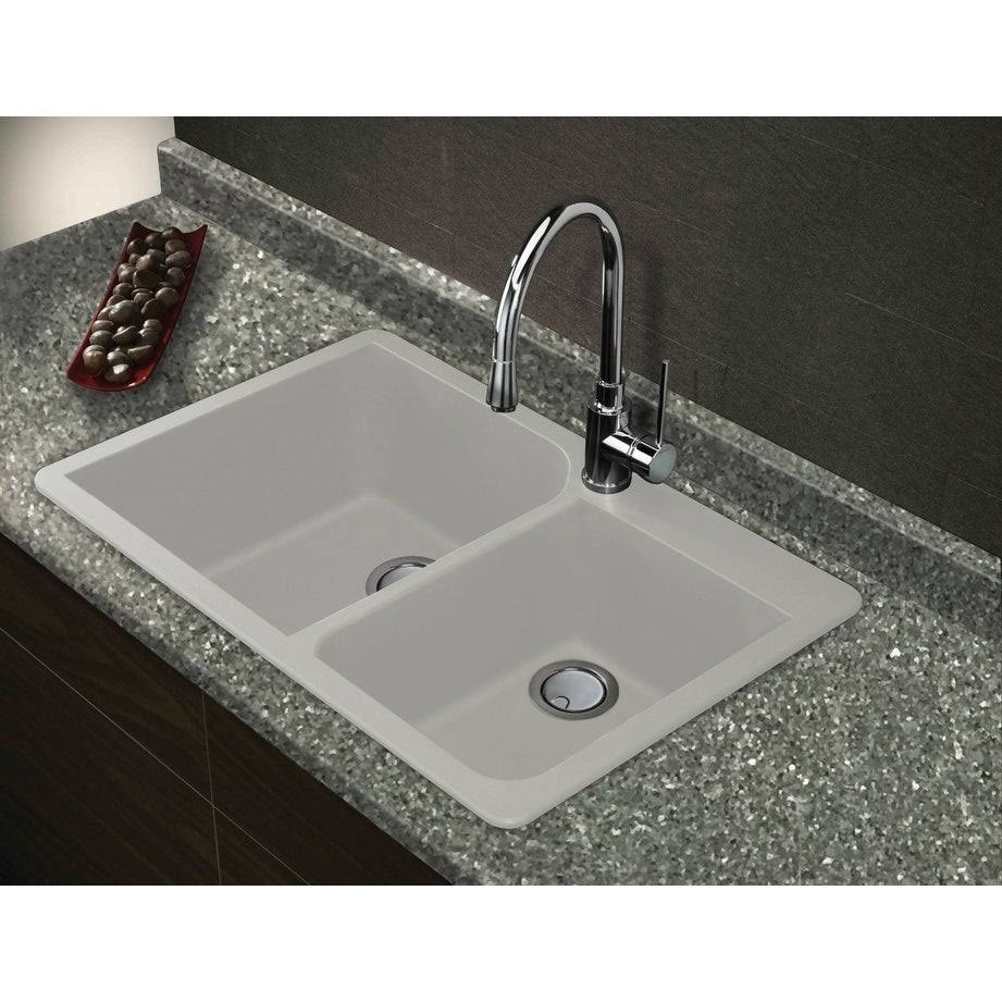 Transolid Radius Granite 33-in Drop-In Kitchen Sink in Espresso