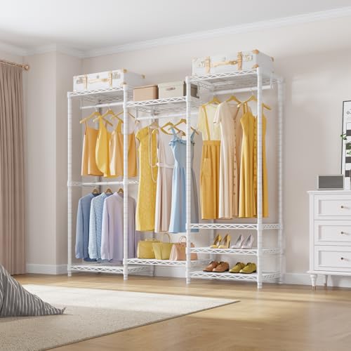 VIPEK V5 Portable Closet Wardrobe Heavy Duty Clothes Rack, Freestanding Clothing Rack with 4 Hang Rods & 8 Shelves, Adjustable Closet Racks