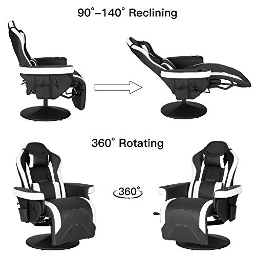 Modern-Depo Gaming Recliner Chair with Speakers, Massage, High Back, Cupholder, Headrest, Lumbar Support