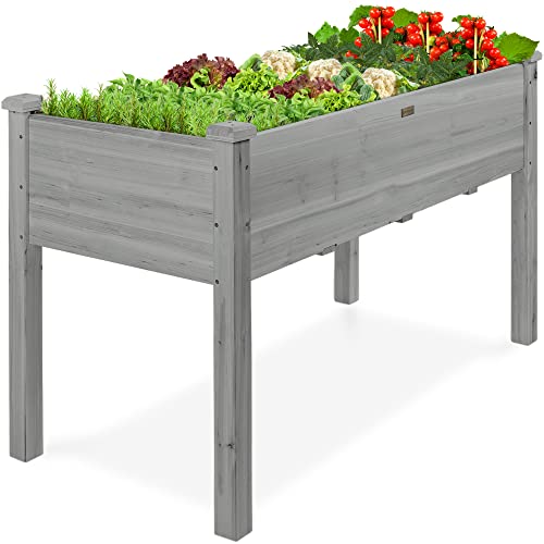 Best Choice Products 72x23x30in Raised Garden Bed, Elevated Wood Planter Box Stand for Backyard, Patio, Balcony w/Divider Panel, 6 Legs
