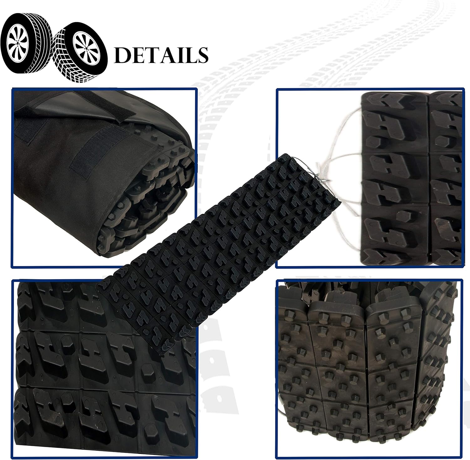 TARKII Tire Traction Mats, Two 39.3 Inch Portable Emergency Caterpillar Bands to Get Your Vehicles Unstuck in Snow, Mud and Sand