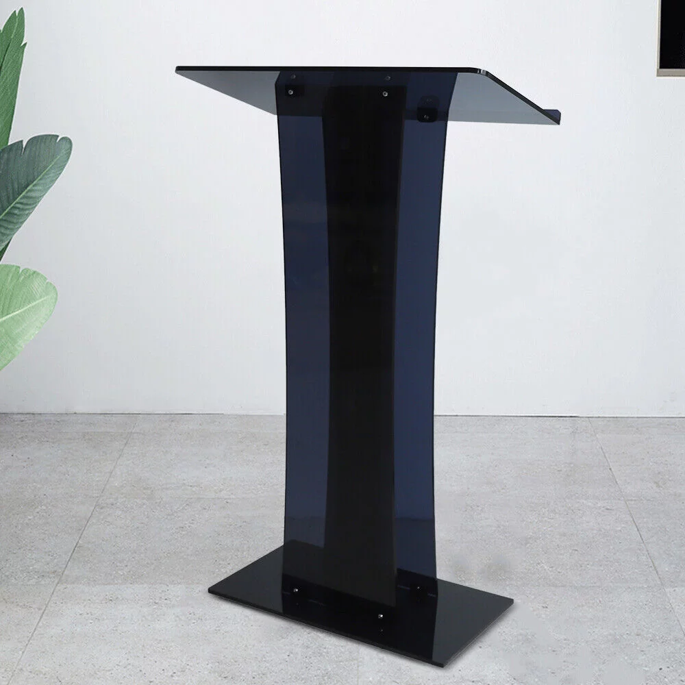 ZhdnBhnos Black Acrylic Podium Podium Stand Clear Podium Lectern Plexiglass Pulpit Presentation Table Reception Stand For Conference School Church