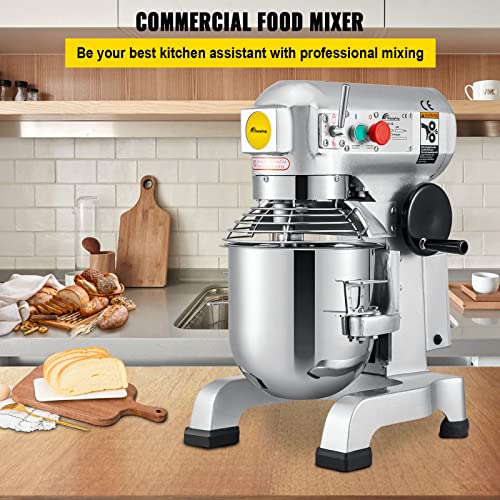 Happybuy Commercial Food Mixer 3 Speeds Adjustable Heavy Duty 110V with Stainless Steel Bowl Dough Hooks Whisk Beater Premium for Schools Bakeries