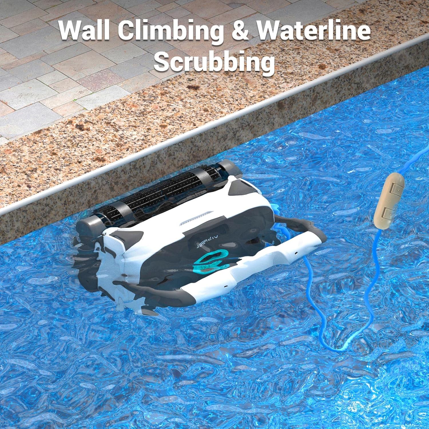 AIPER Automatic Pool Cleaner with Wall Climbing, Ideal for In-Ground Swimming Pools up to 50Ft, Tangle-Free Cord, Powerful Vacuum Suction