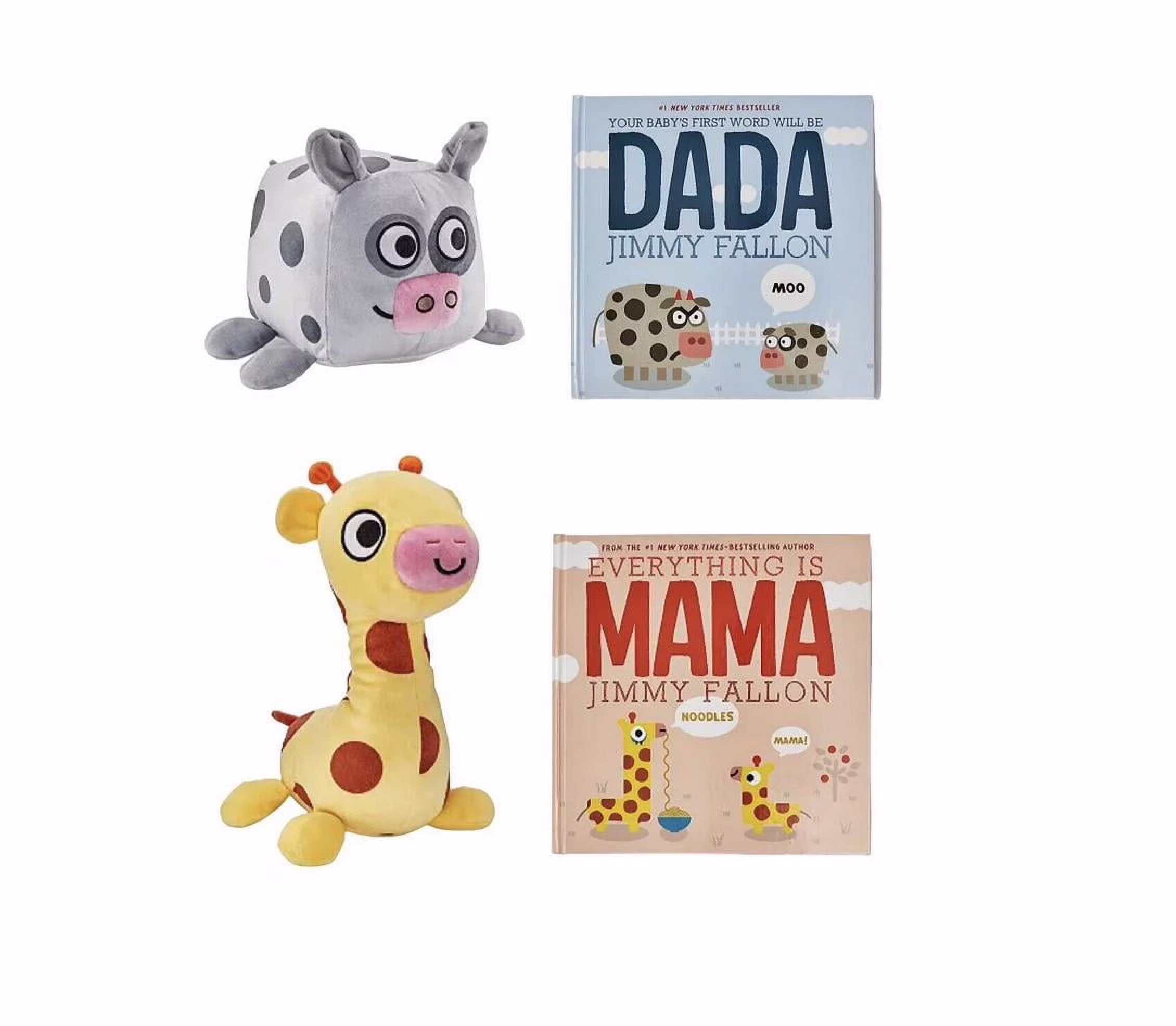 Everything is Mama Giraffe & Dada Cow Jimmy Fallon Plush & Book Set 4pcs Kohl's New
